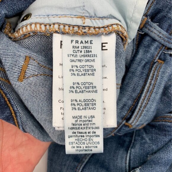 FRAME‎ Le High Skinny Jeans Raw Hem, Distressed, Shredded Knees Size 26 - Picture 5 of 11